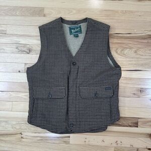 Vintage Woolrich Teton Vest Men’s Wool Sherpa-Lined Workwear Houndstooth SizeMed
